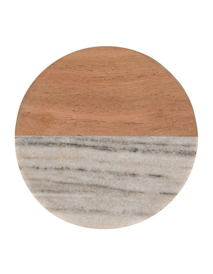 Coaster Collective Round Marble & Acacia Coaster 10cm Beige
