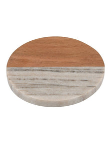 Coaster Collective Round Marble & Acacia Coaster 10cm Beige