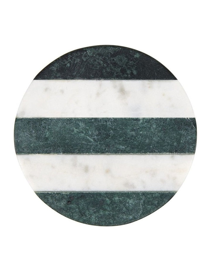 Coaster Collective Round Marble Coaster 10cm Green Stripe