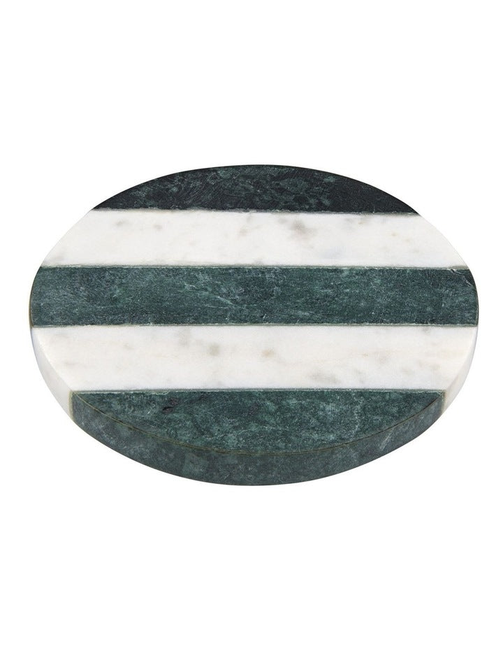 Coaster Collective Round Marble Coaster 10cm Green Stripe