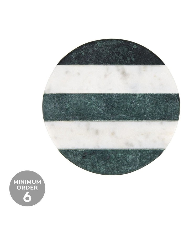 Coaster Collective Round Marble Coaster 10cm Green Stripe
