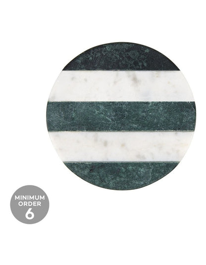 Coaster Collective Round Marble Coaster 10cm Green Stripe