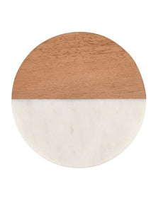 Coaster Collective Round Marble & Acacia Coaster 10cm White