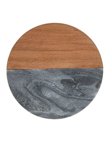 Coaster Collective Round Marble & Acacia Coaster 10cm Charcoal