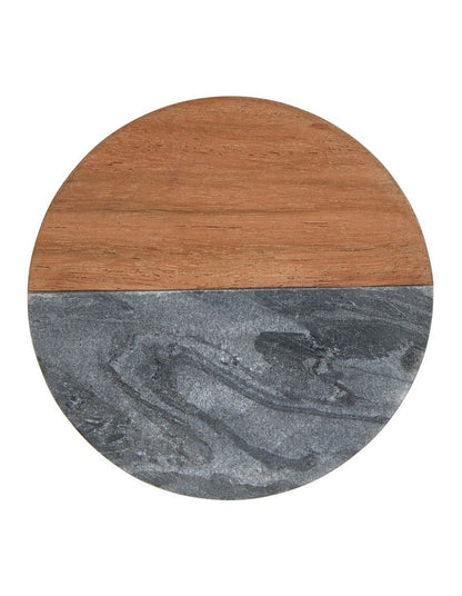 Coaster Collective Round Marble & Acacia Coaster 10cm Charcoal
