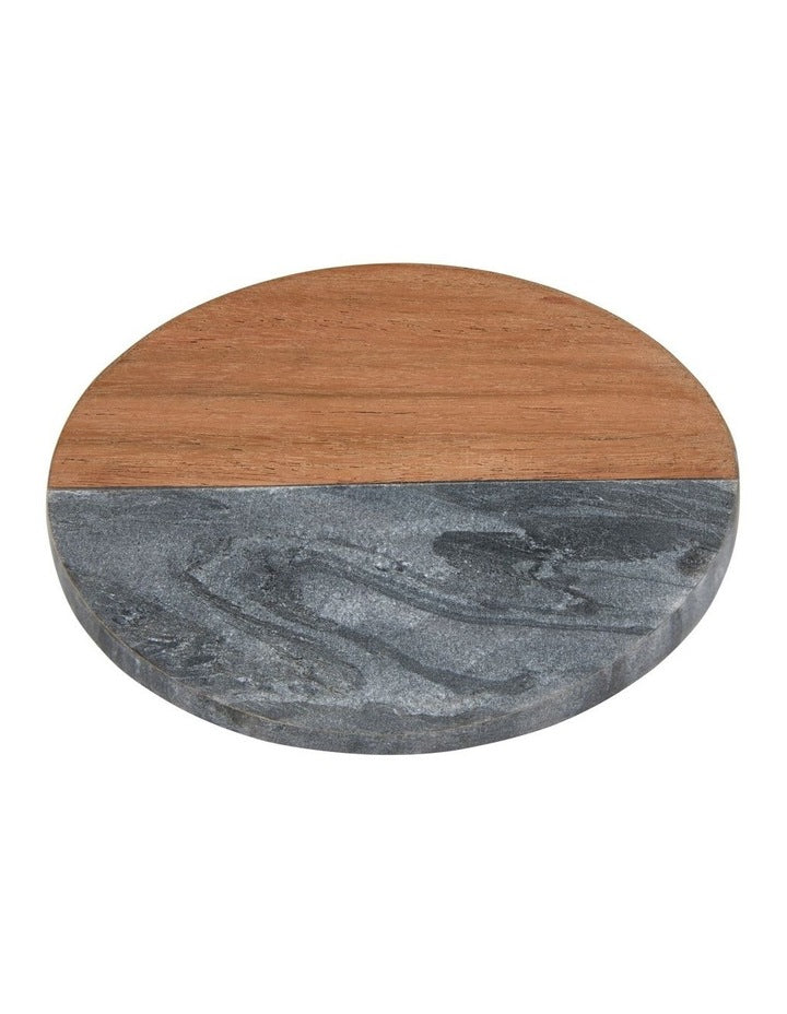 Coaster Collective Round Marble & Acacia Coaster 10cm Charcoal