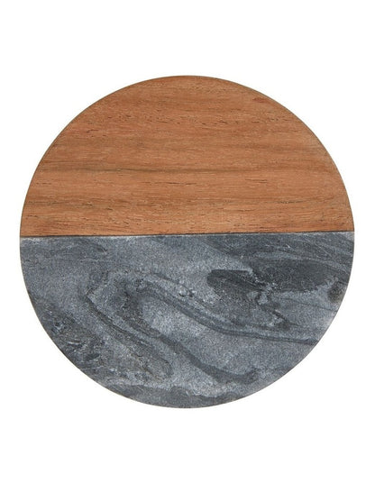 Coaster Collective Round Marble & Acacia Coaster 10cm Charcoal