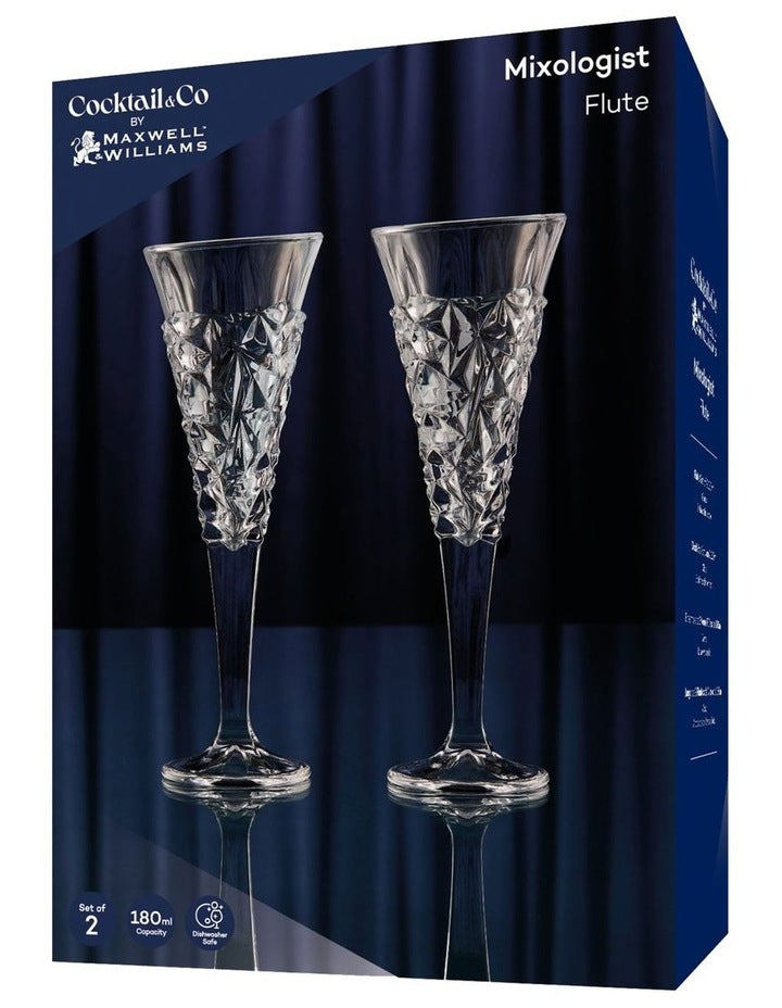 Cocktail & Co Mixologist Champagne Flute 180ML Set of 2 Karat Gift Boxed
