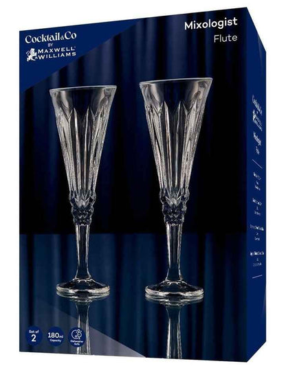 Cocktail & Co Mixologist Champagne Flute 180ML Set of 2 Vertex Gift Boxed