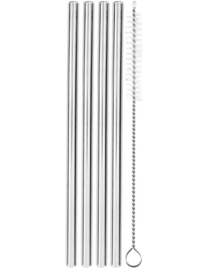 Cocktail & Co Reusable Cocktail Straw With Brush Set of 4 in Stainless Steel