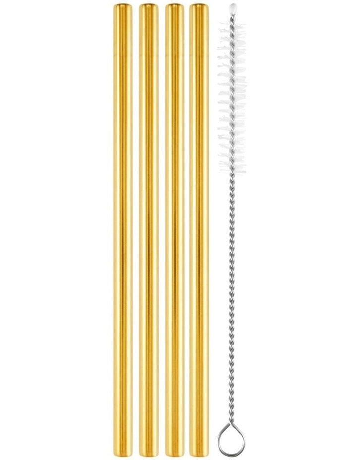 Cocktail & Co Reusable Cocktail Straw With Brush Set of 4 in Gold