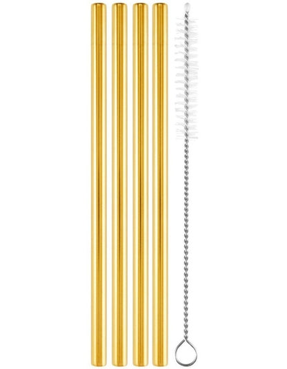Cocktail & Co Reusable Cocktail Straw With Brush Set of 4 in Gold
