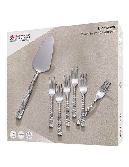Diamonds Cake Server & Fork Set 7 Pieces Gift Boxed