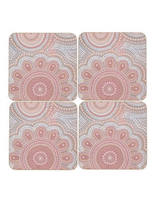 Lou Martin Uplift Cork Back Coaster 10.5cm Set of 4 in Pink