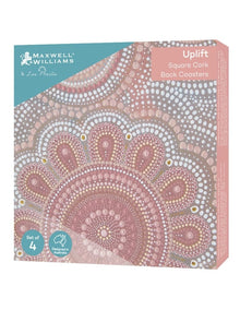 Lou Martin Uplift Cork Back Coaster 10.5cm Set of 4 in Pink