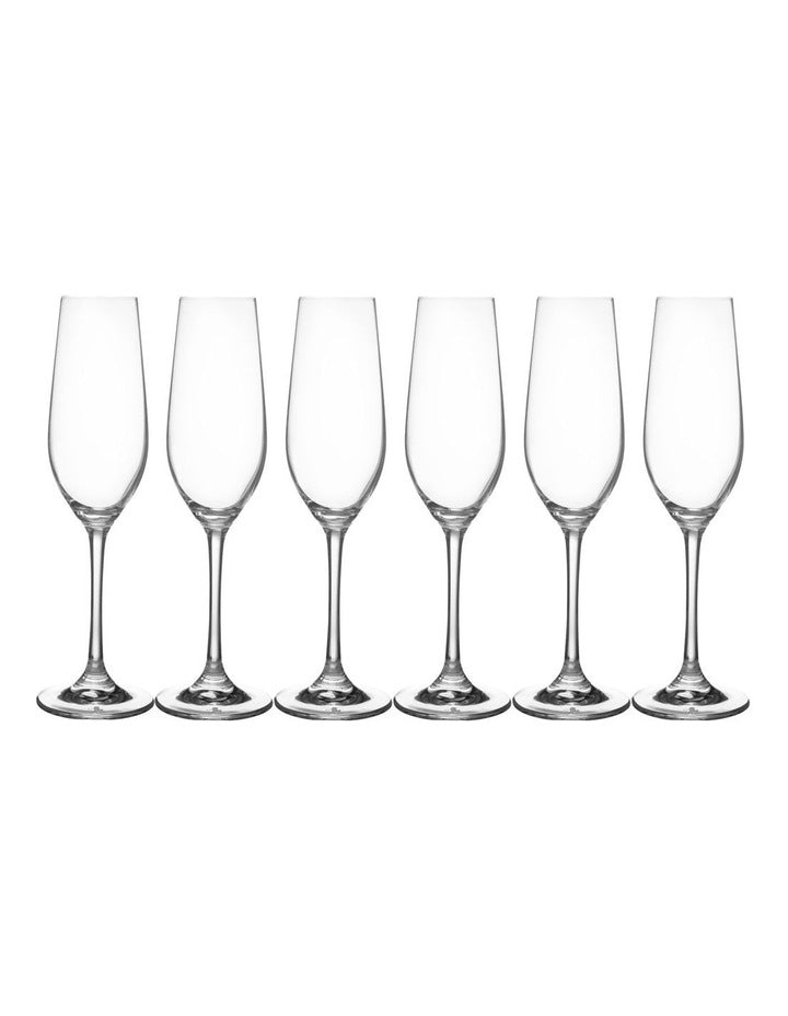 Manhattan Flute Glass 230ml Set of 6 Gift Boxed in Clear