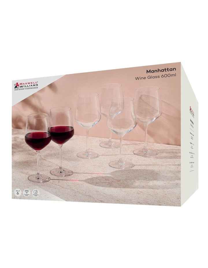 Manhattan Wine Glass 600ml Set of 6 Gift Boxed in Clear