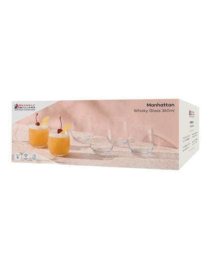 Manhattan Whisky Glass 360ml Set of 6 Gift Boxed