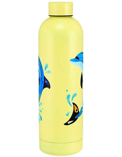 Pete Cromer Ozzie Ocean Double Wall Insulated Bottle 750ml Dolphin in Yellow