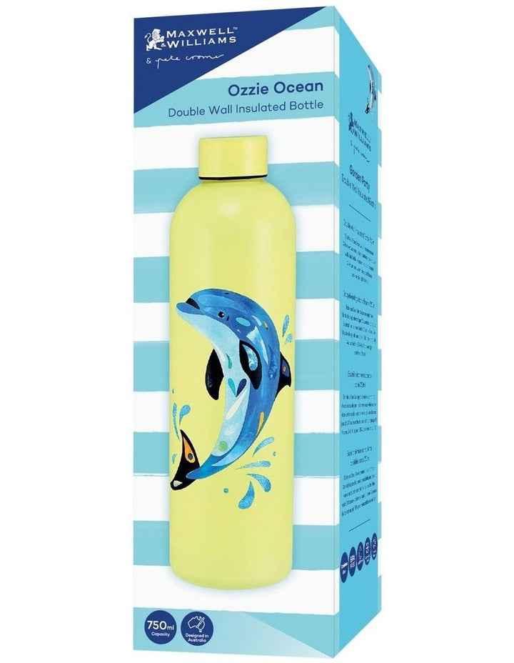 Pete Cromer Ozzie Ocean Double Wall Insulated Bottle 750ml Dolphin in Yellow