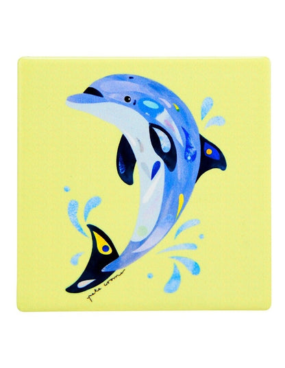 Pete Cromer Ozzie Ocean Ceramic Square Coaster 9.5cm Dolphin