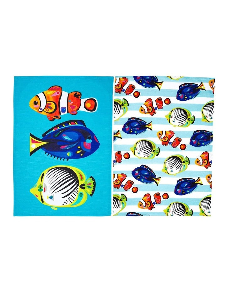 Pete Cromer Ozzie Ocean Cotton Tea Towel Set of 2