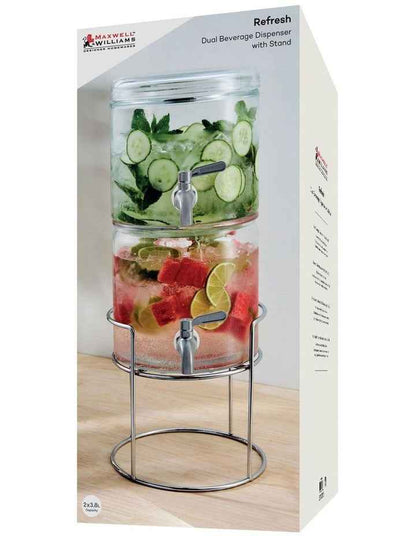 Refresh Dual Beverage Dispenser With Stand 3.8L in Clear