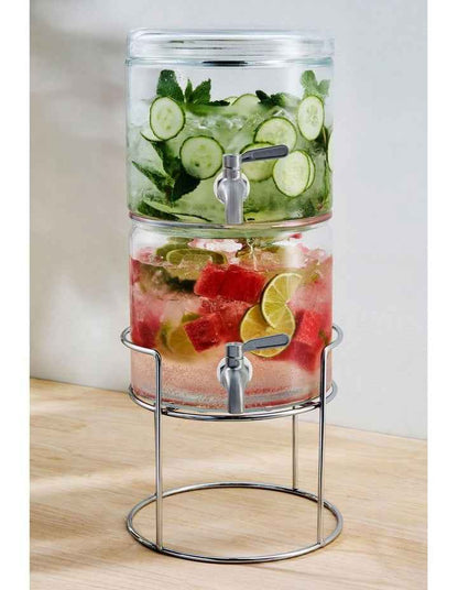Refresh Dual Beverage Dispenser With Stand 3.8L in Clear
