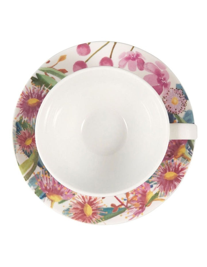 Royal Botanic Gardens Eucalyptus Bloom Coupe Cup and Saucer 200ml in White