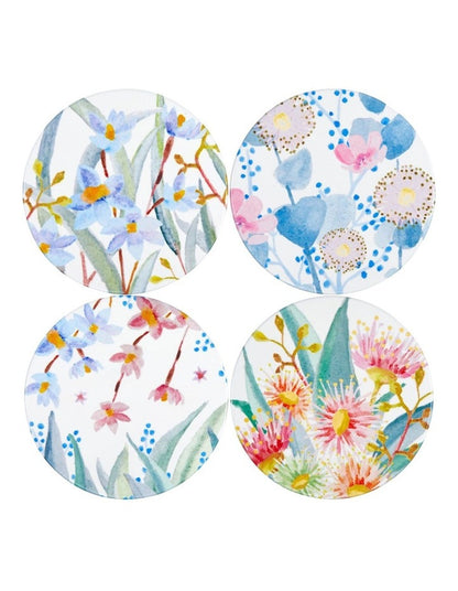 Royal Botanic Gardens Eucalyptus Bloom Ceramic Coaster 10cm Set of 4 in Multi