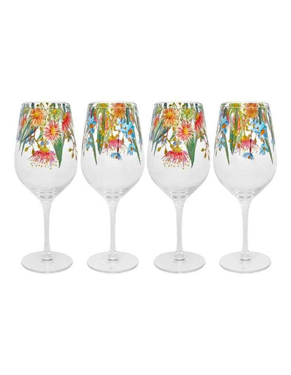 Royal Botanic Gardens Eucalyptus Bloom Wine Glass 500ml Set of 4 Gift Boxed
