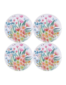 Royal Botanic Gardens Eucalyptus Bloom Round Cork Back Placemat 32cm Set of 4 Gift Boxed