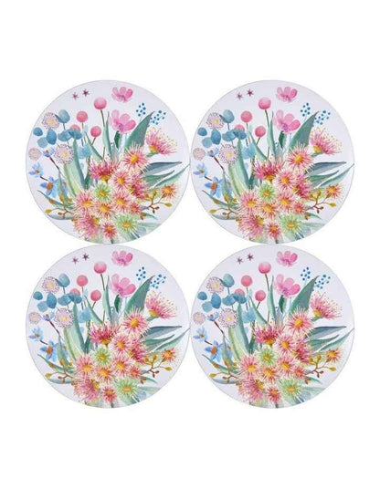 Royal Botanic Gardens Eucalyptus Bloom Round Cork Back Placemat 32cm Set of 4 Gift Boxed