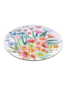 Royal Botanic Gardens Eucalyptus Bloom Round Cork Back Placemat 32cm Set of 4 Gift Boxed