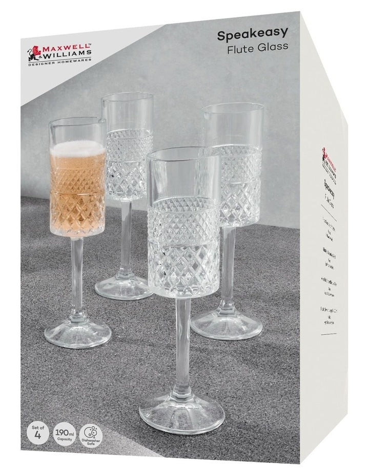 Speakeasy Flute Glass 190ml Set of 4 in Clear