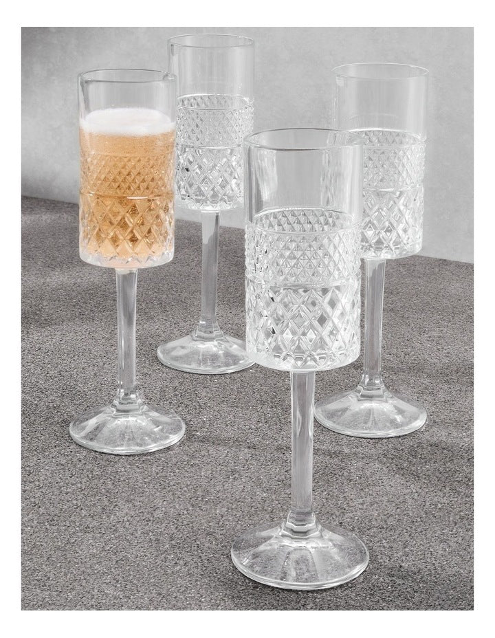Speakeasy Flute Glass 190ml Set of 4 in Clear