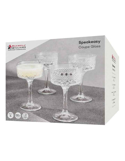 Speakeasy Coupe Glass 280ml Set of 4 Gift Boxed in Clear
