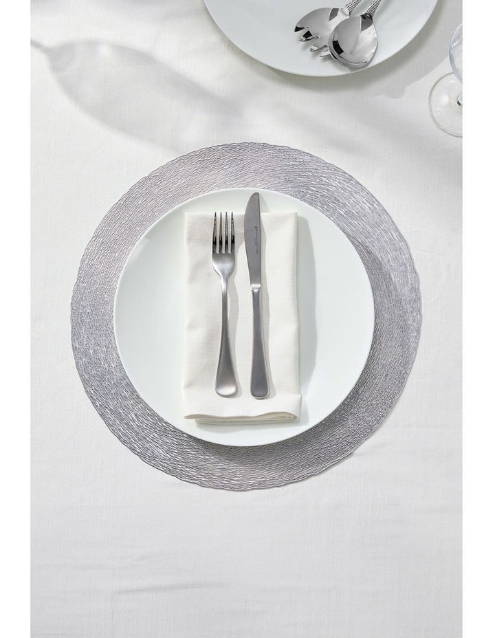 Table Accents Lace Metallic Round Placemat 38cm in Silver