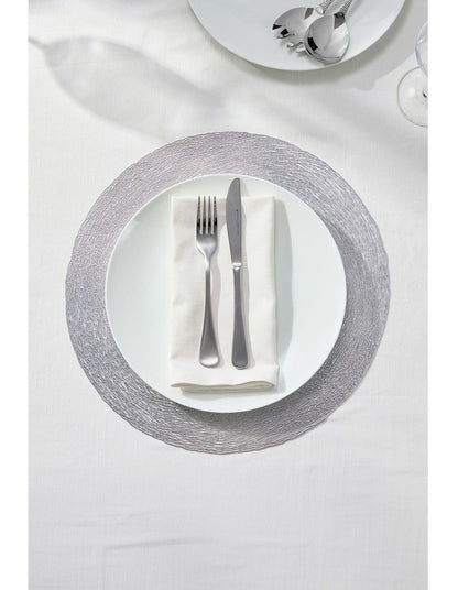 Table Accents Lace Metallic Round Placemat 38cm in Silver