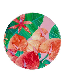 Teas & C's Tropicana Ceramic Round Coaster 10cm Banana Leaf in Pink