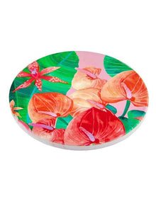 Teas & C's Tropicana Ceramic Round Coaster 10cm Banana Leaf in Pink