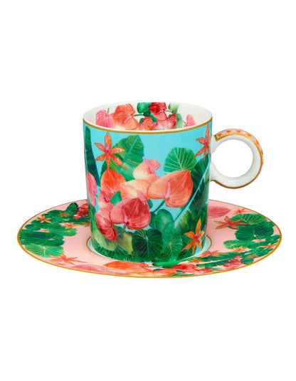 Teas & C's Tropicana Demi Cup & Saucer 100ml Set of 2 Gift Boxed in Blue
