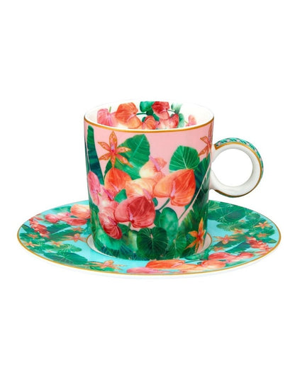 Teas & C's Tropicana Demi Cup & Saucer 100ml Set of 2 Gift Boxed in Pink