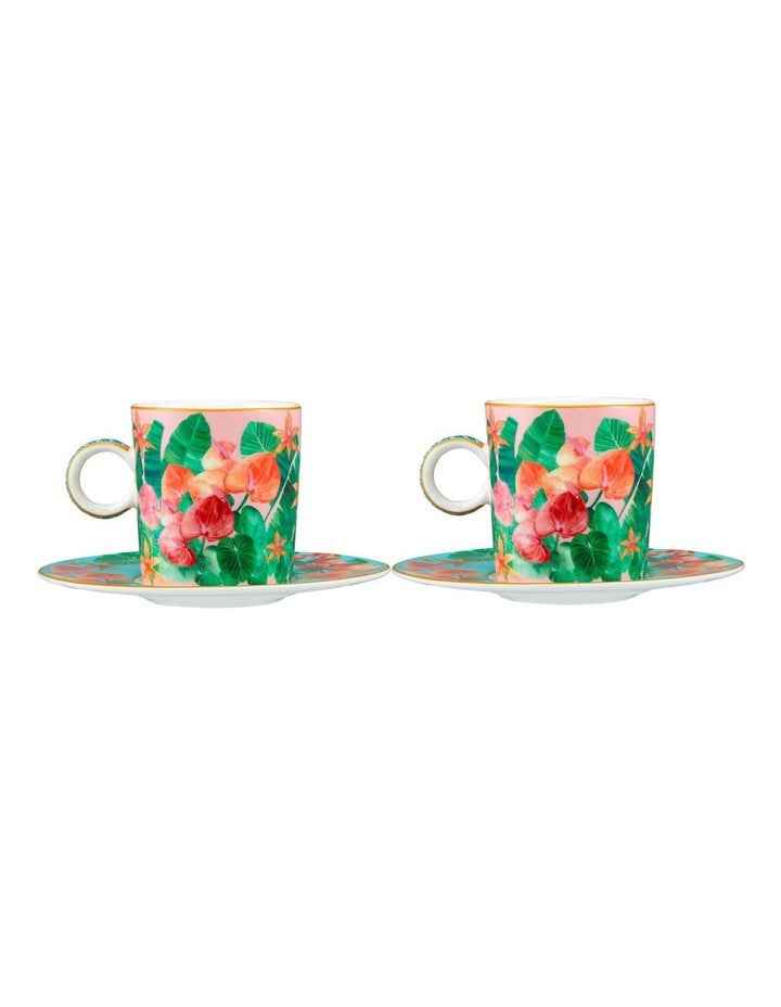 Teas & C's Tropicana Demi Cup & Saucer 100ml Set of 2 Gift Boxed in Pink