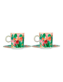 Teas & C's Tropicana Demi Cup & Saucer 100ml Set of 2 Gift Boxed in Pink