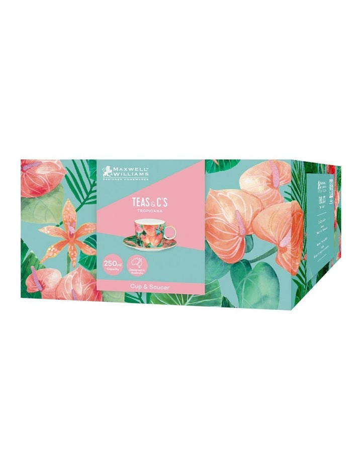 Teas & C's Tropicana Cup & Saucer 250ml Gift Boxed in Blue