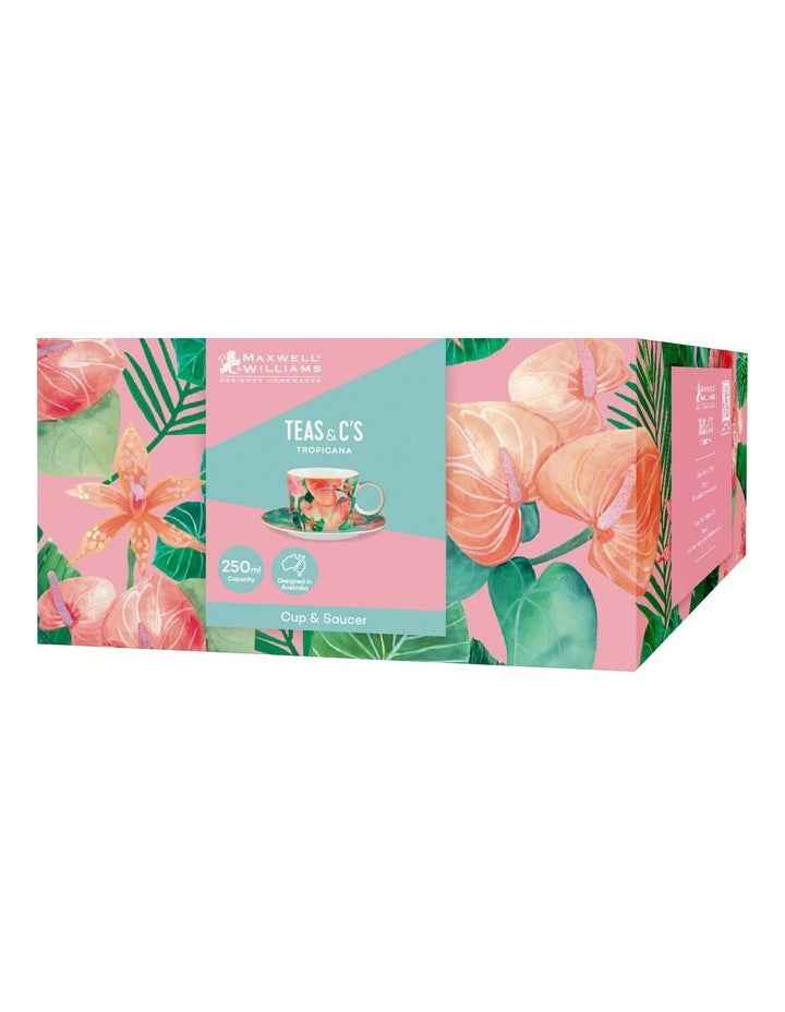 Teas & C's Tropicana Cup & Saucer 250ml Gift Boxed in Pink