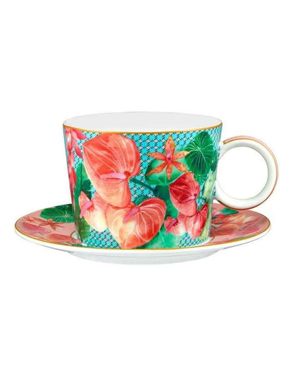 Teas & C's Tropicana Breakfast Cup & Saucer 400ml Gift Boxed in Blue