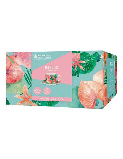 Teas & C's Tropicana Breakfast Cup & Saucer 400ml Gift Boxed in Blue