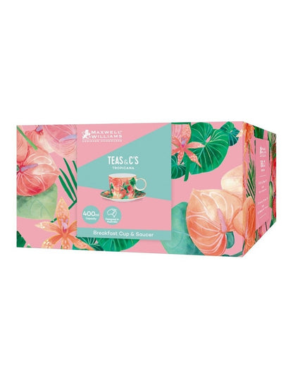 Teas & C's Tropicana Breakfast Cup & Saucer 400ml Gift Boxed in Pink